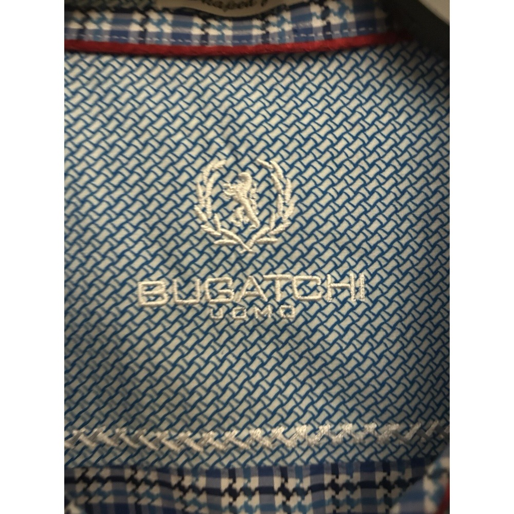 Bugatchi Button Down Shirt Mens Size XL Blue Plaid Flip Cuff NO Size Tag - Picture 2 of 11